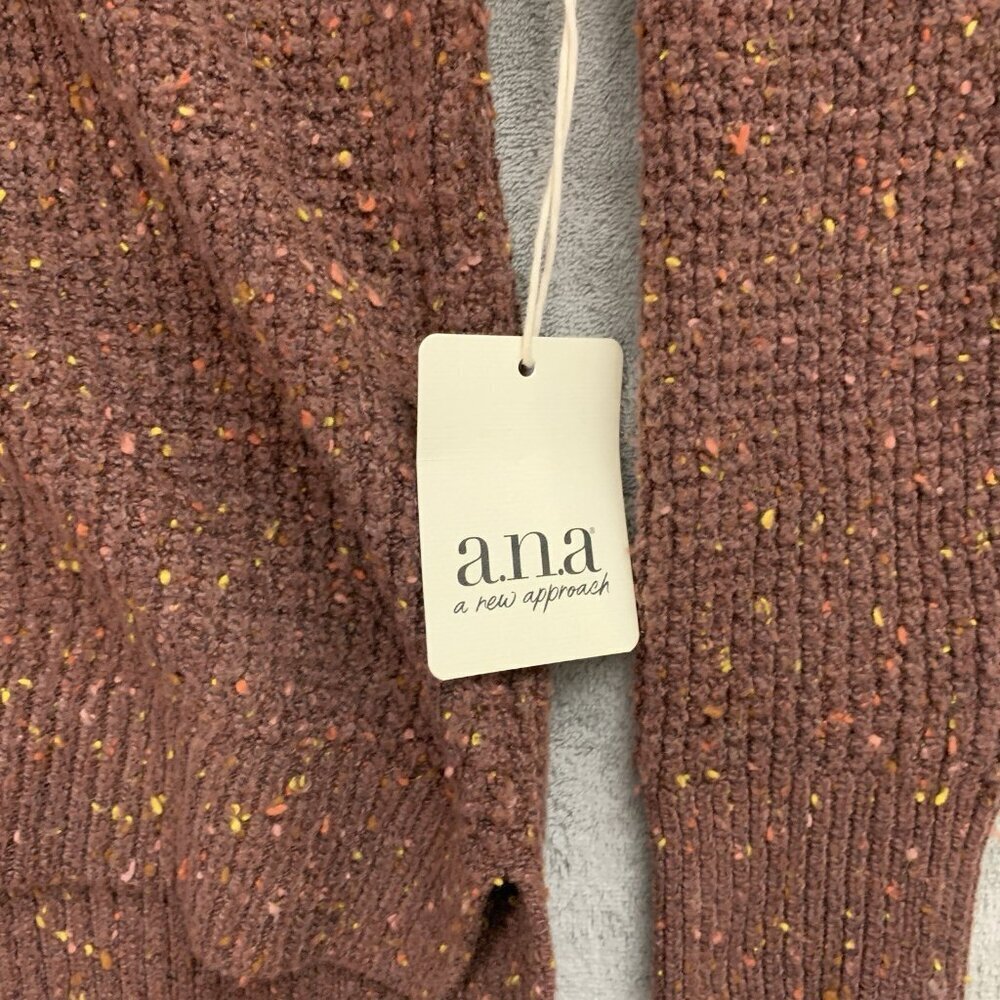 a.n.a. Sweater Womens Petite Small Brown V Neck Knit Casual Sweatshirt Pullover - Picture 5 of 11